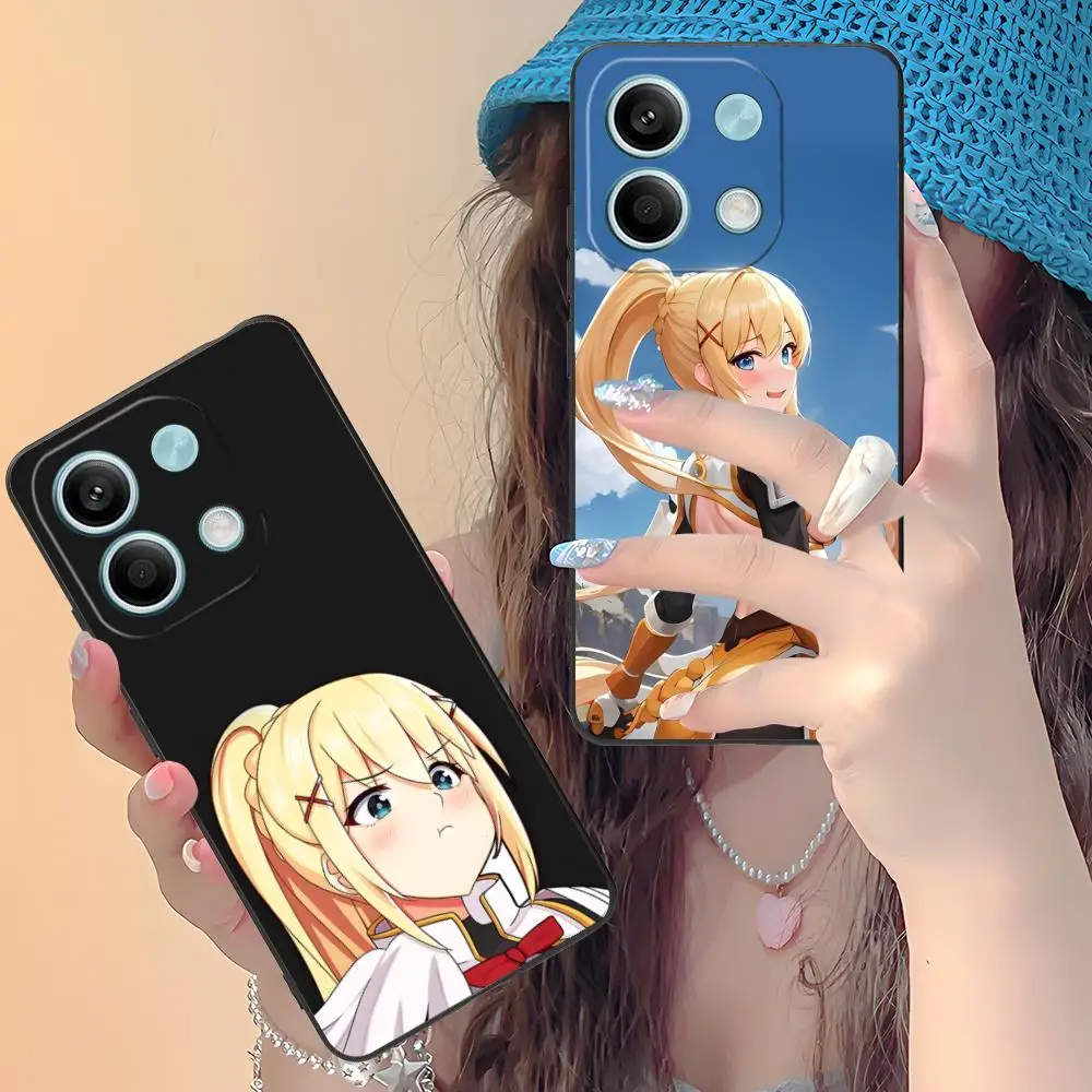 Konosuba الظلام قضية الهاتف المحمول ل Xiaomi Redmi ملاحظة 14 13 12 11 A5 3 2 1 برو زائد 4G 5G اللون واقية غطاء فاخر