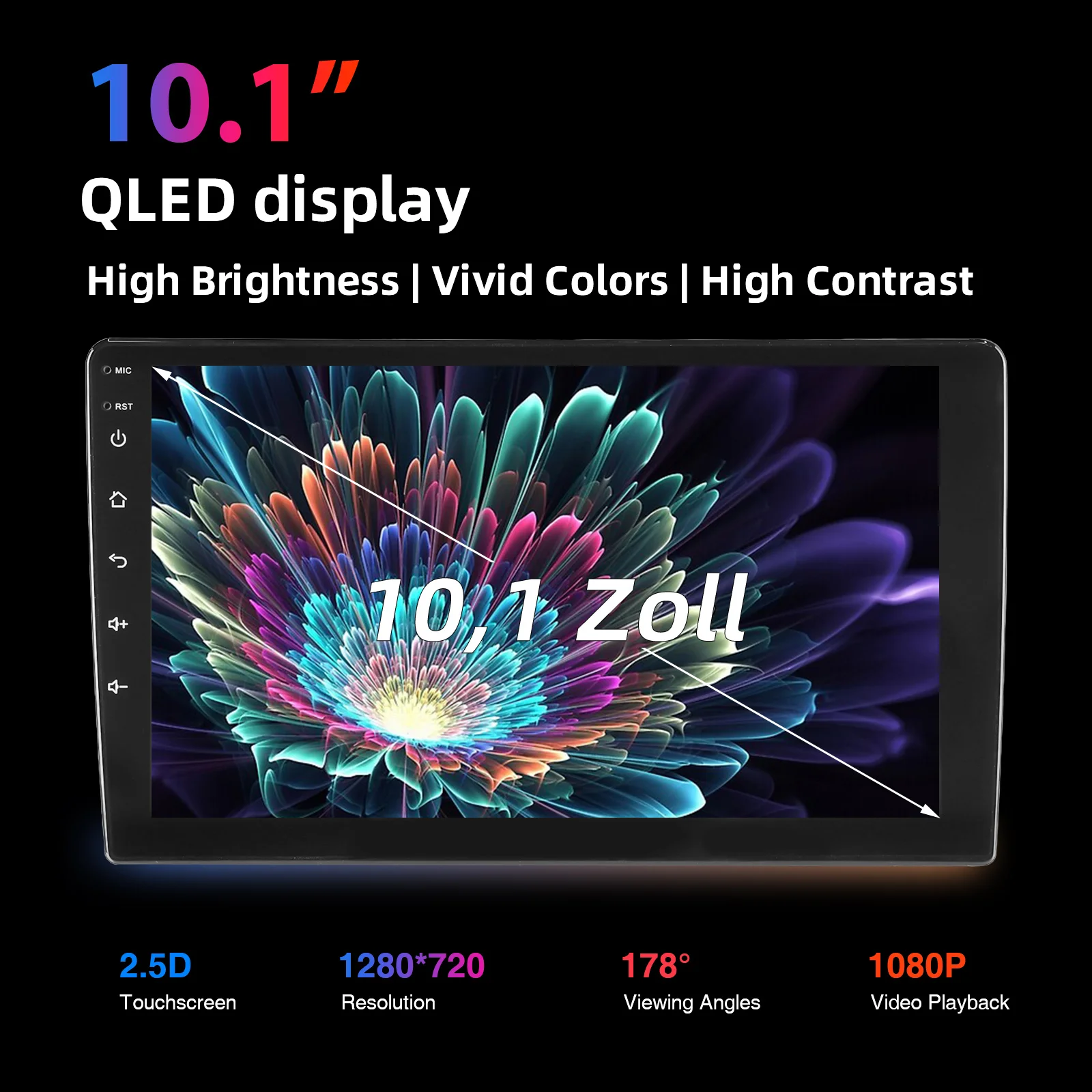 ESSGOO Autoradio 7"/9"/10" 2 DIN 8-Kern Android14 6+128 GB Kabelloses CarPlay Android Auto GPS-Navigation Bluetooth AM FM RDS WiFi QLED Touchscreen 4G LTE Mirror Link Lenkradsteuerung – Detail 9