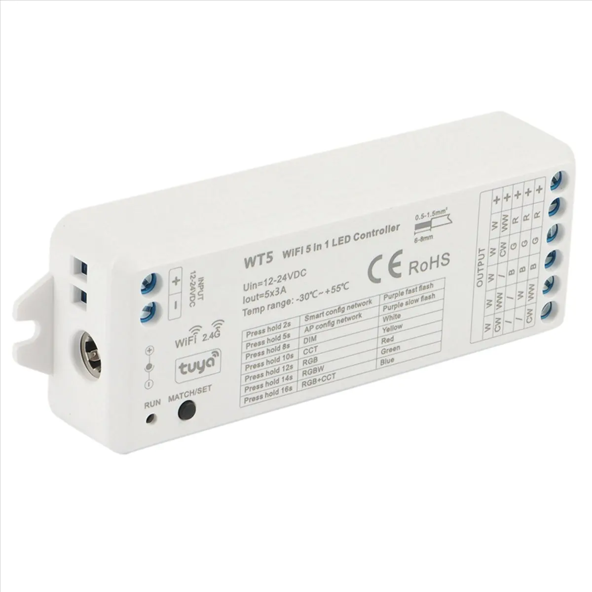 

Pleased- 3X Tuya LED Controller 5 in 1 Dimmer CCT RGB RGBW RGBWW RGBCCT Strip Smart Life Wifi 2.4G RF Remote Controller 12-24V