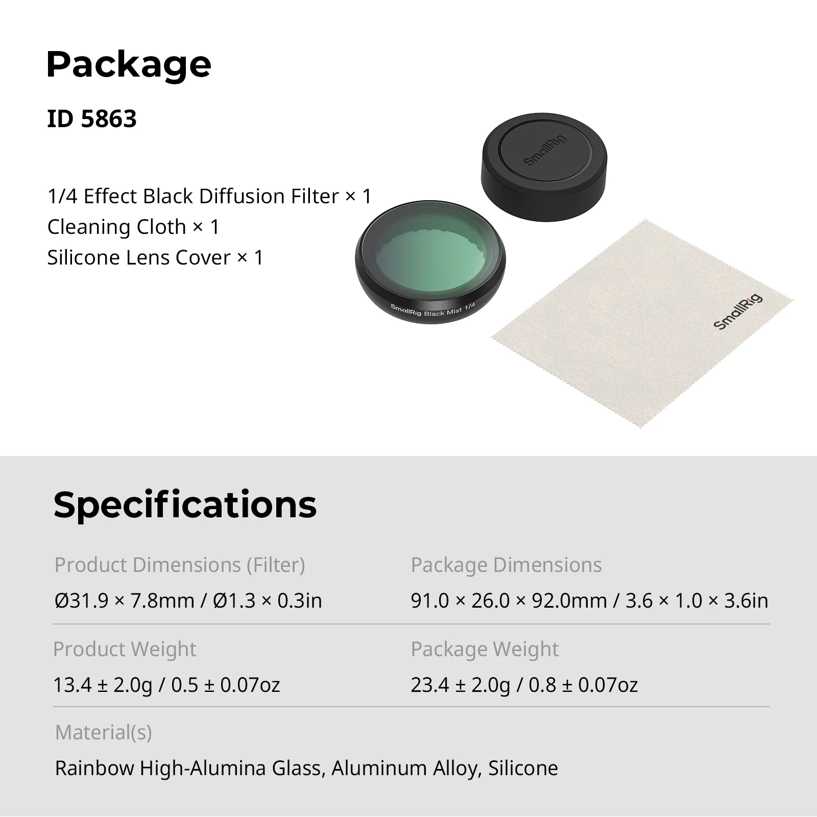 SmallRig Black Mist Filter Kit voor Insta360 GO Ultra met siliconen lensbeschermer, opklikbaar ontwerp, geschikt voor outdoor vlog-opnames