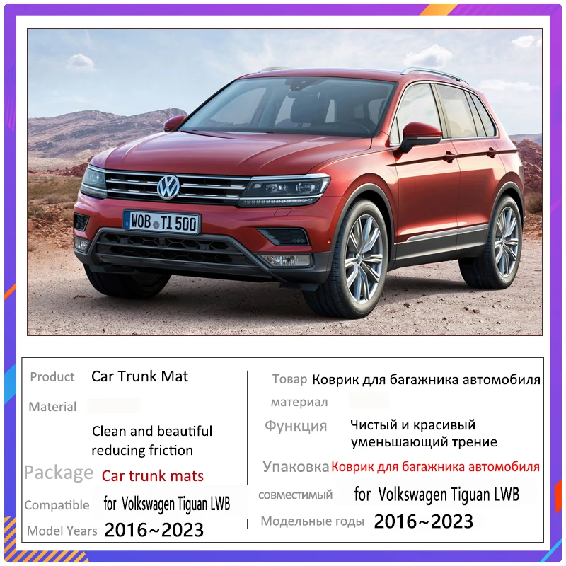Trunk Mats for Volkswagen VW Tiguan L LWB Tiguan Allspace MK2 2016~2023 Car Rear Cargo Tray Trunk Organizer Rear Pad Accessories