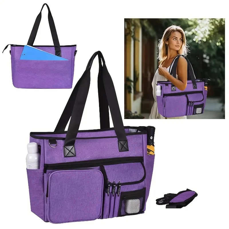 

1 шт., большая сумка, профессиональная сумка с несколькими карманами, отделение для ноутбука, подходит для учителей и студентов начальной школы