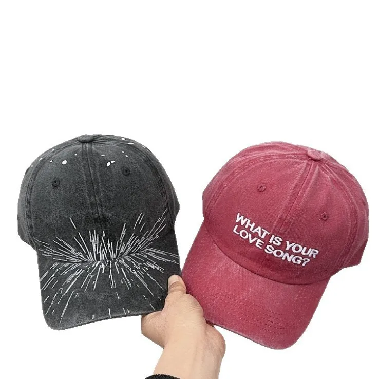 Washed Cotton Baseball Cap Embroidered Distressed Vintage Snapback Hat Men Women Soft Top Curved Brim Casual Streetwear Cap