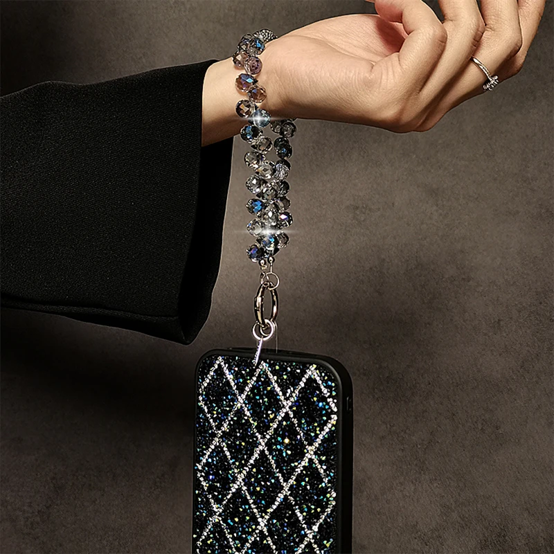Luxury Glitter Crystal Diamond Wrist Strap Phone Charm Keychain Hanging Anti-lost Rope Glitter Rhinestone Bracelet Chain Lanyard image 3