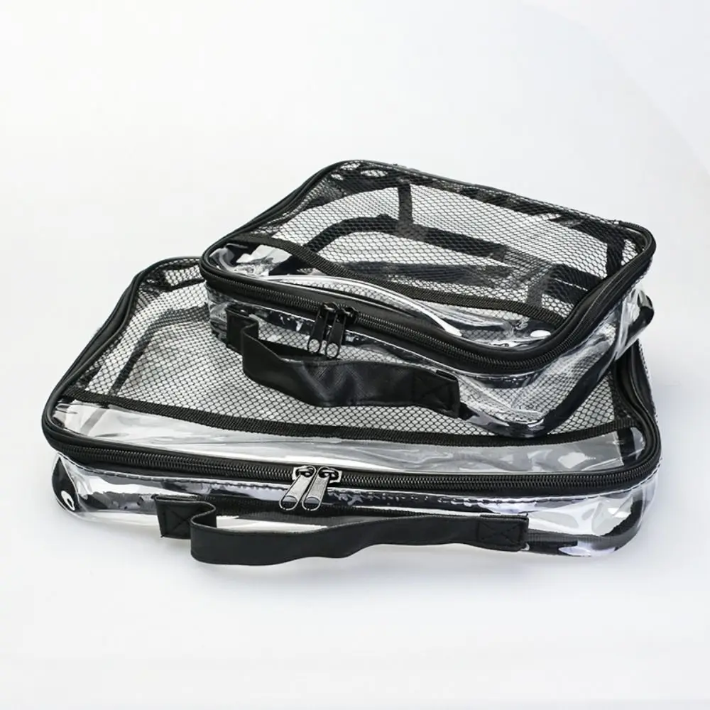 

Large Capacity PVC Transparent Mesh Storage Bag Waterproof Casual Makeup Storage Bag Zipper Bag Portable Bath Tote Bag
