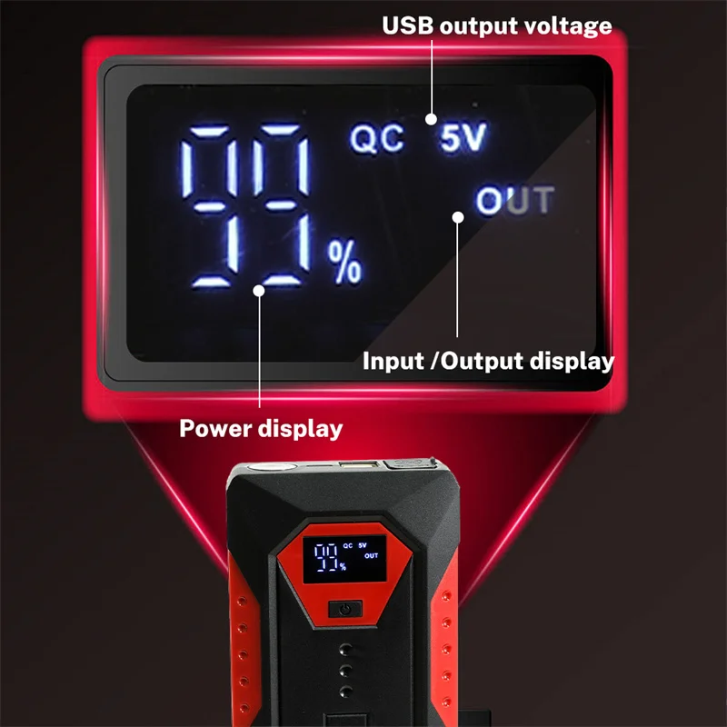 1200a Draagbare Auto Jump Starter 18000Mah Power Bank Auto Booster Oplader 12V Startapparaat Benzine Diesel Auto Noodbooster