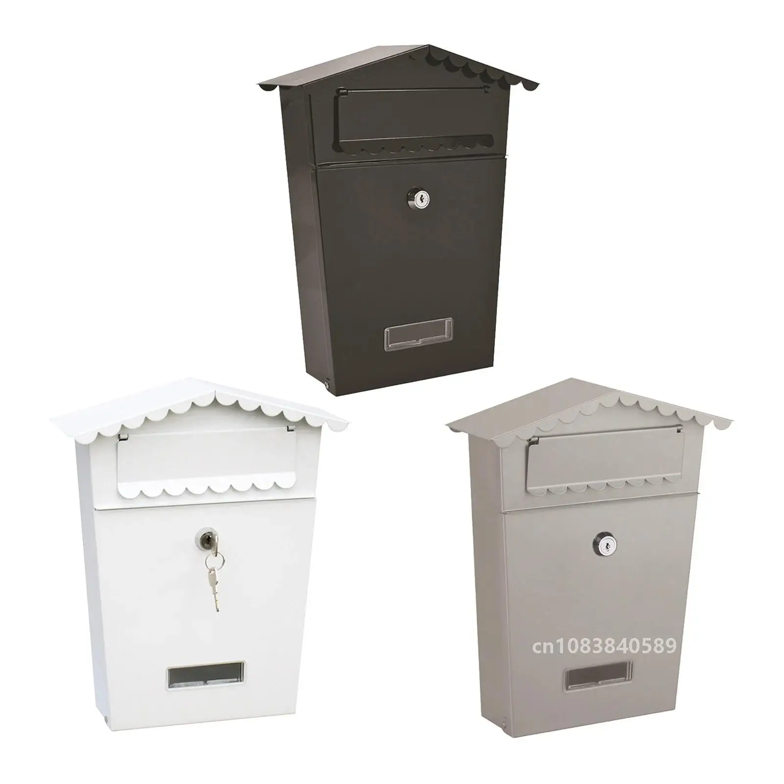 

Metal Key Lock Mail Boxes Outdoor Locking Wall Mount Mailbox Security Key Drop Box Collection Boxes 25x8x30cm