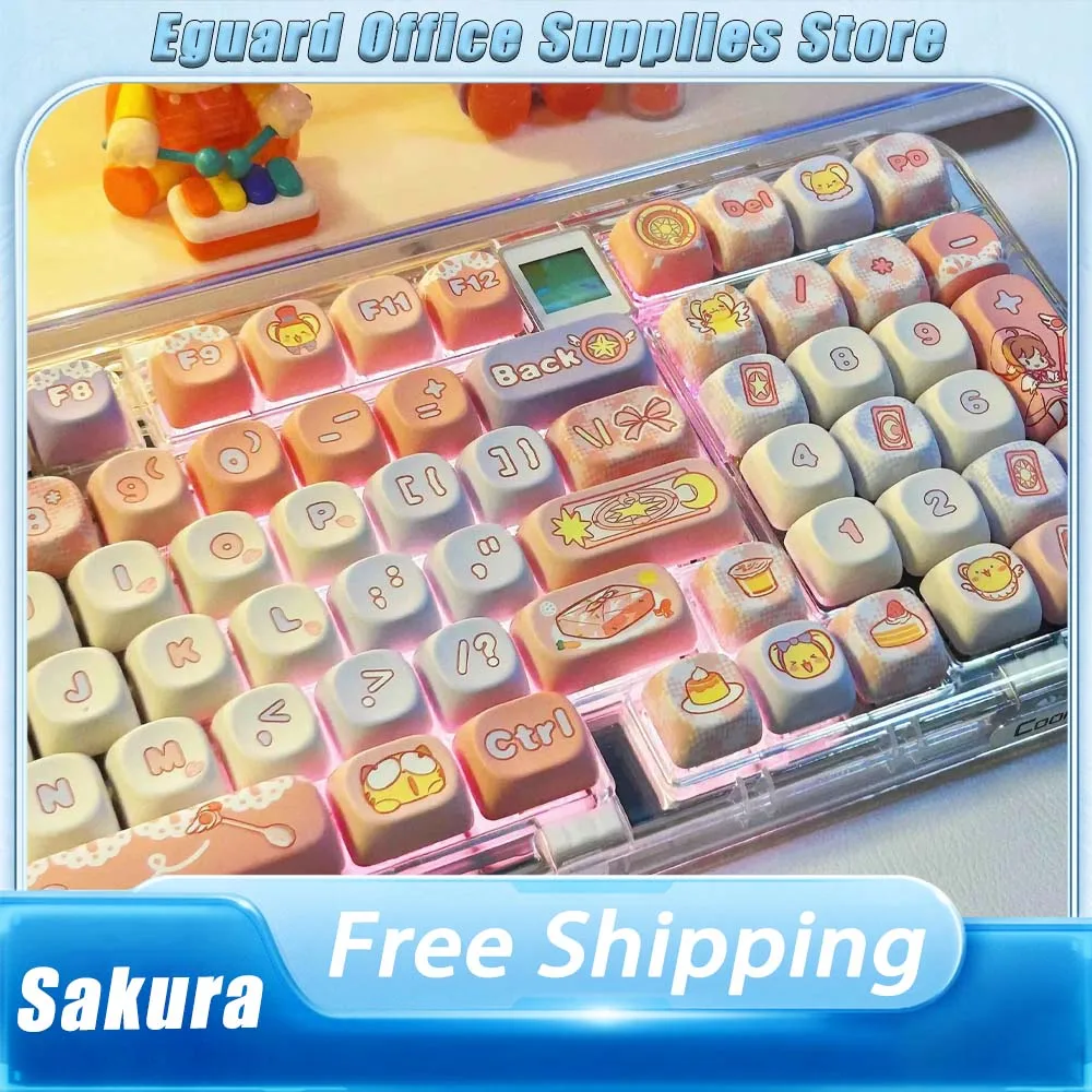 Cardcaptor Sakura Moa Cherry Profile Keycaps Anime Customize Cute Cartoon Theme 142 Keys Key Cap Pbt Mechanical Keyboard Keycaps