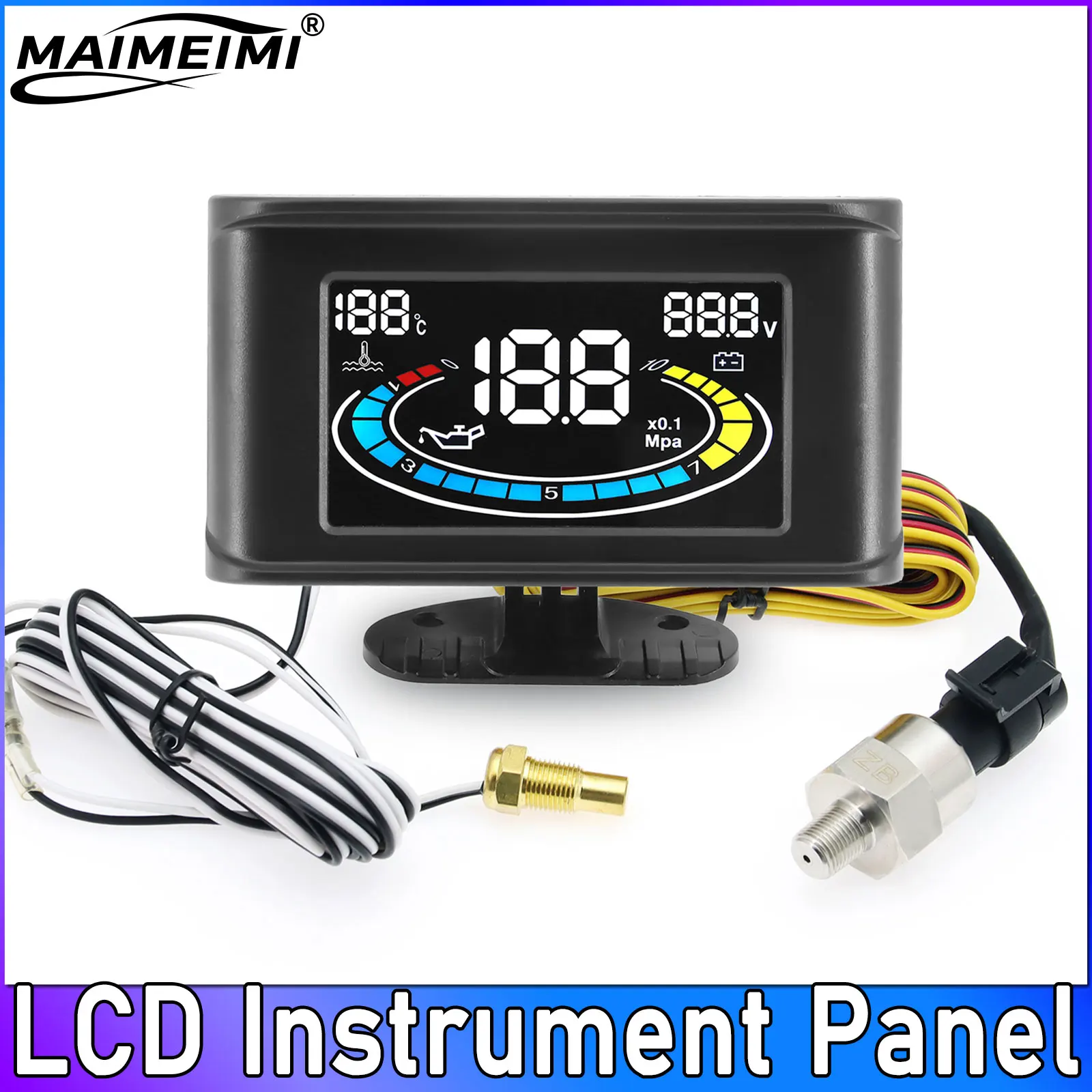 

LCD 3 in 1 Gauge Oil Pressure Meter + Voltmeter Voltage + Water Temperature Meter Sensor 10mm NPT 1/8 Car Oil Press 12v