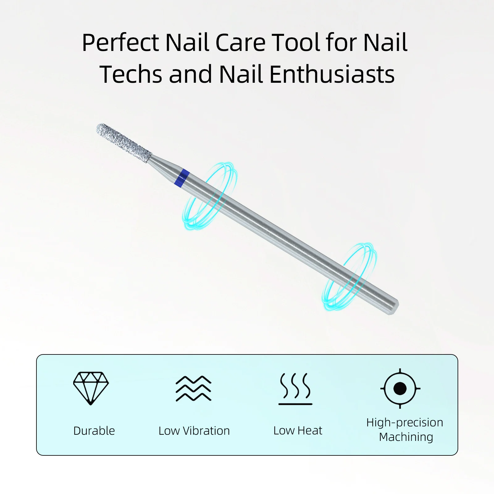 HYTOOS 1.6mm Smooth Barrel Chrome Nail Drill Bits Russian Diamond Cuticle Bit for Nail Drill Dead Skin Cleaner Nails Prep Tool