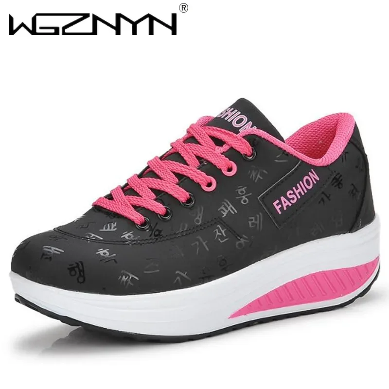 Women Sneakers Solid Wedge Casual Sport Shoes Woman Sneakers Women Outdoor Shoes Woman Lace-up Female Sneakers Zapatillas Mujer