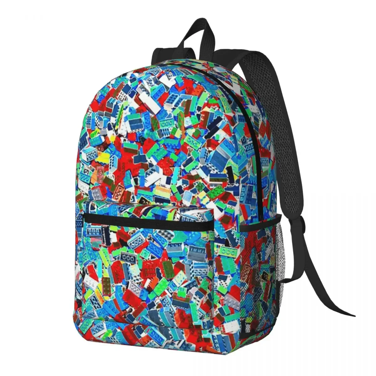 Colorful Building Block Print Backpack Daypack Large Capacity Boys Girls BookBag School Bag Shoulder Bags for Men Women