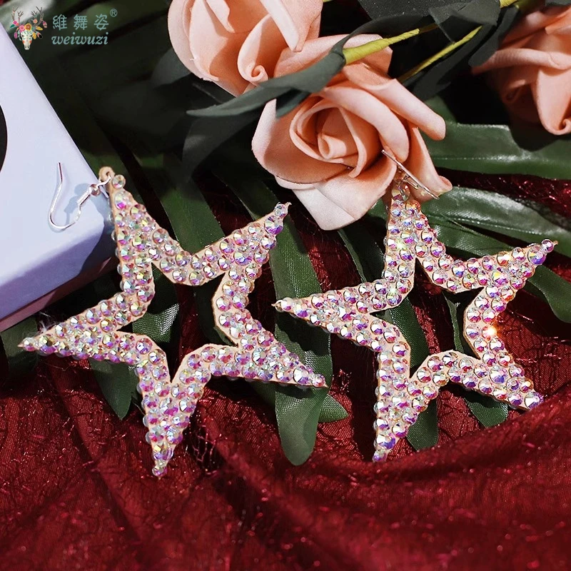 Belly Dance Rhinestone Earring Women Gypsy Jewelry Accessories Dancer Costume Dress Up Shine Rhinestone Double Sides2 Pairs/P