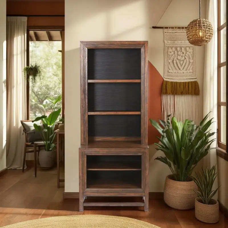 

Two-Tone Bookcase Pier, No Assembly Needed, Easy Set-Up Storage Solution