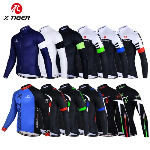 X-TIGER hombres de manga larga ciclismo Jersey MTB bicicleta ciclismo ropa bicicleta de montaña ropa deportiva camisetas transpirables serie básica