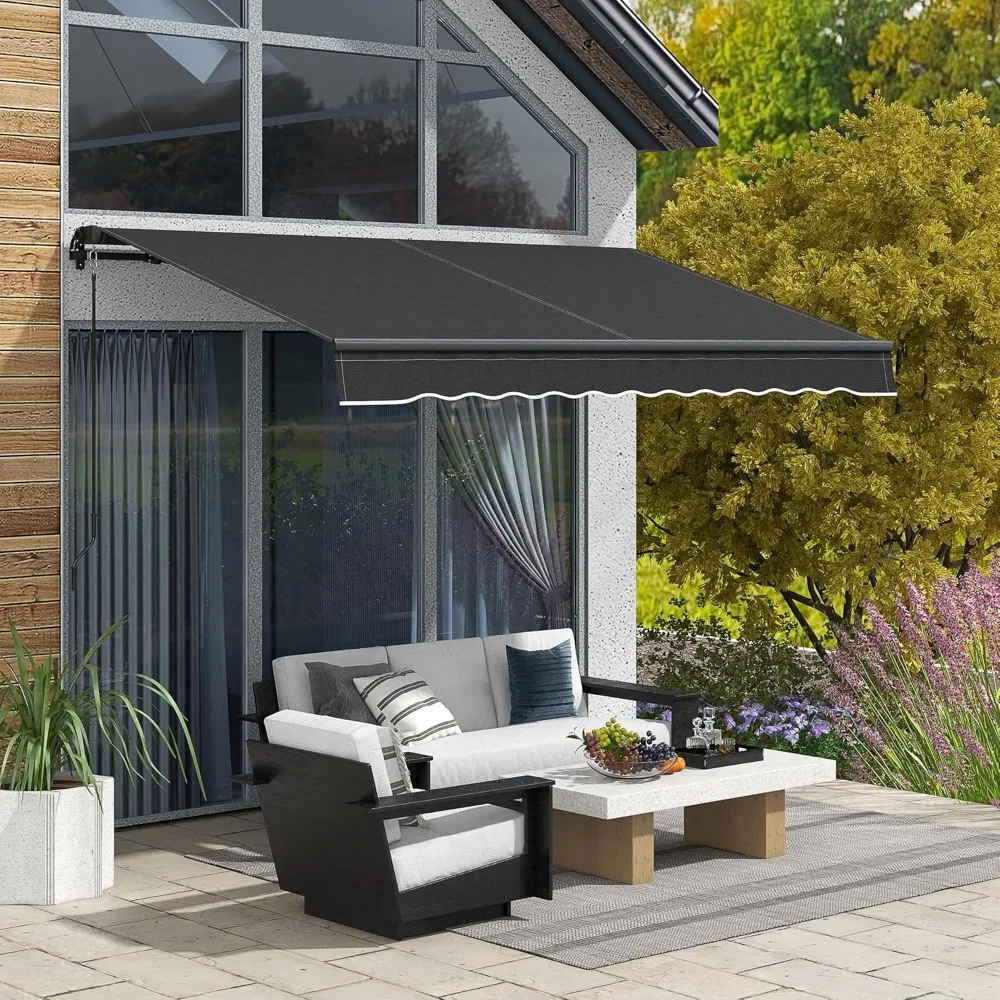

10ft X 8ft Retractable Awning, Patio Awning with Manual Crank Handle, Customizable