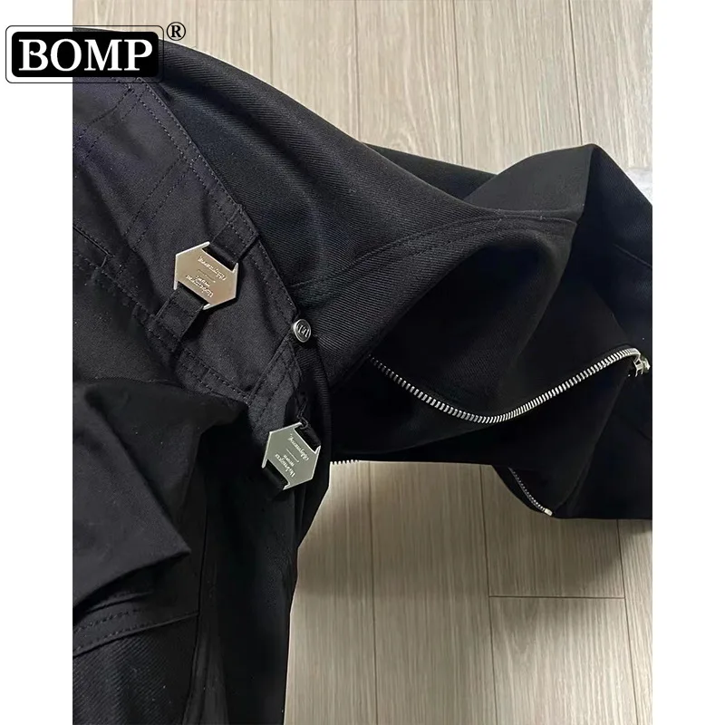 

[BOMP] 2024 Autumn Small and Multi Pocket Back Zipper Pants Men's Loose Straight Leg Long New Fashion