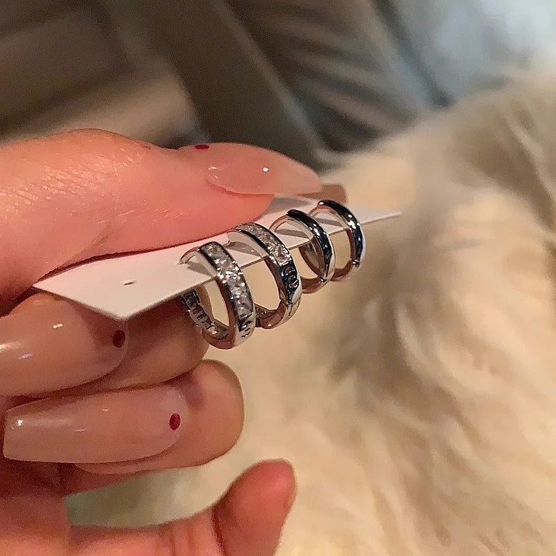 4 قطعة/المجموعة الفولاذ المقاوم للصدأ الجمالية الزركون كريستال هوب أقراط للنساء Egirl جديد Y2K كول ارتداء اليومي مجوهرات اكسسوارات #4