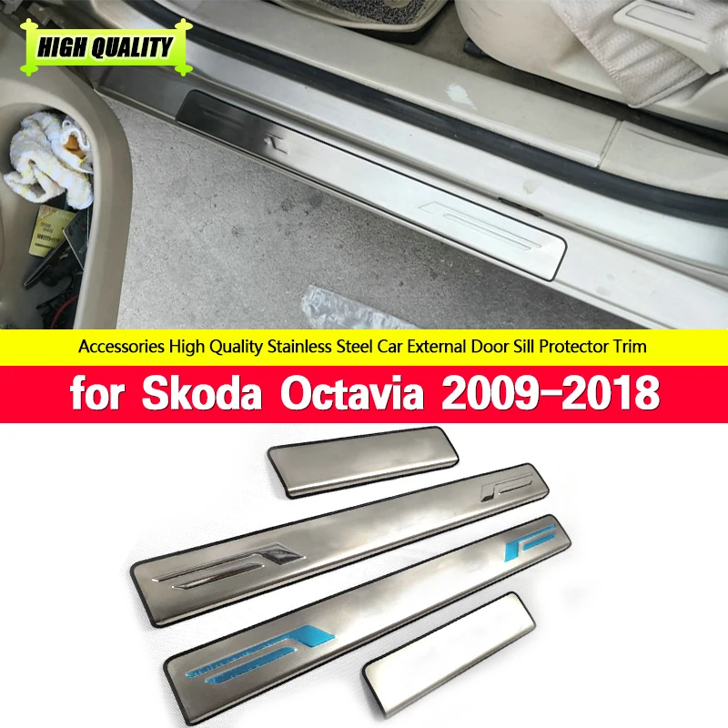 

Excellent New for Skoda Octavia 2009-2013 2014-2018 High Quality Stainless Steel Door Scuff Sill Plates Styling Car Accessories