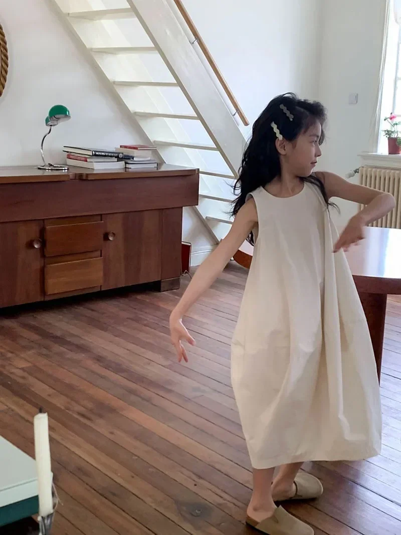 

Solid White Girls Casual Dresses Korea Style Long Dress For Girls 1-6 Years Kids Girls Dresses