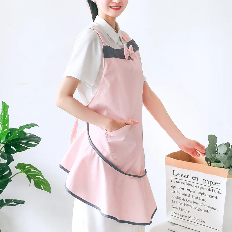 New Japanese style skirt waterproof apron gardening flower shop beauty nail art work clothes bow home bib H1