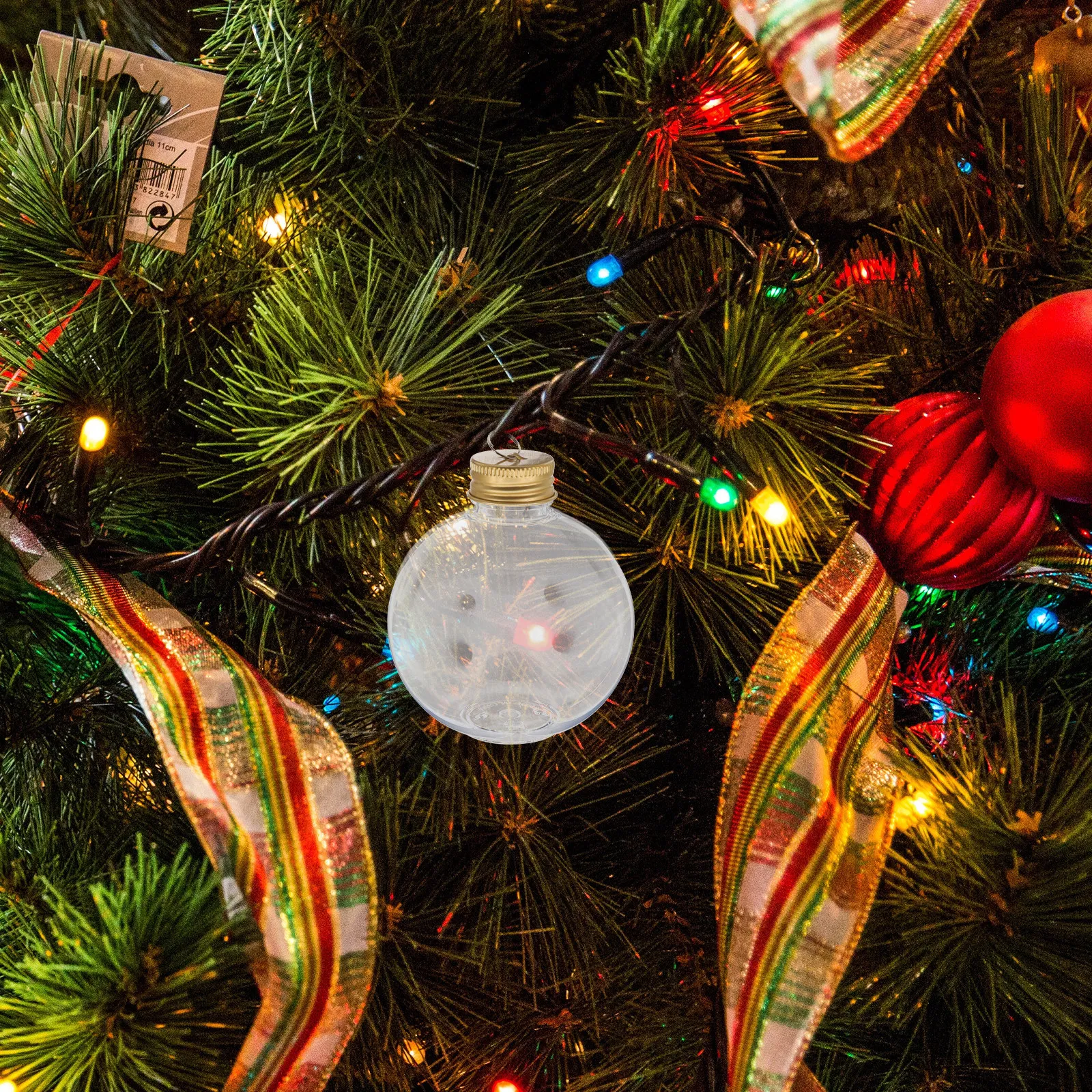 6Pcs Transparent Spherical Bottle Christmas Bulb Shape Ornament Fillable Beverage Container Holiday Tree Decoration Creative