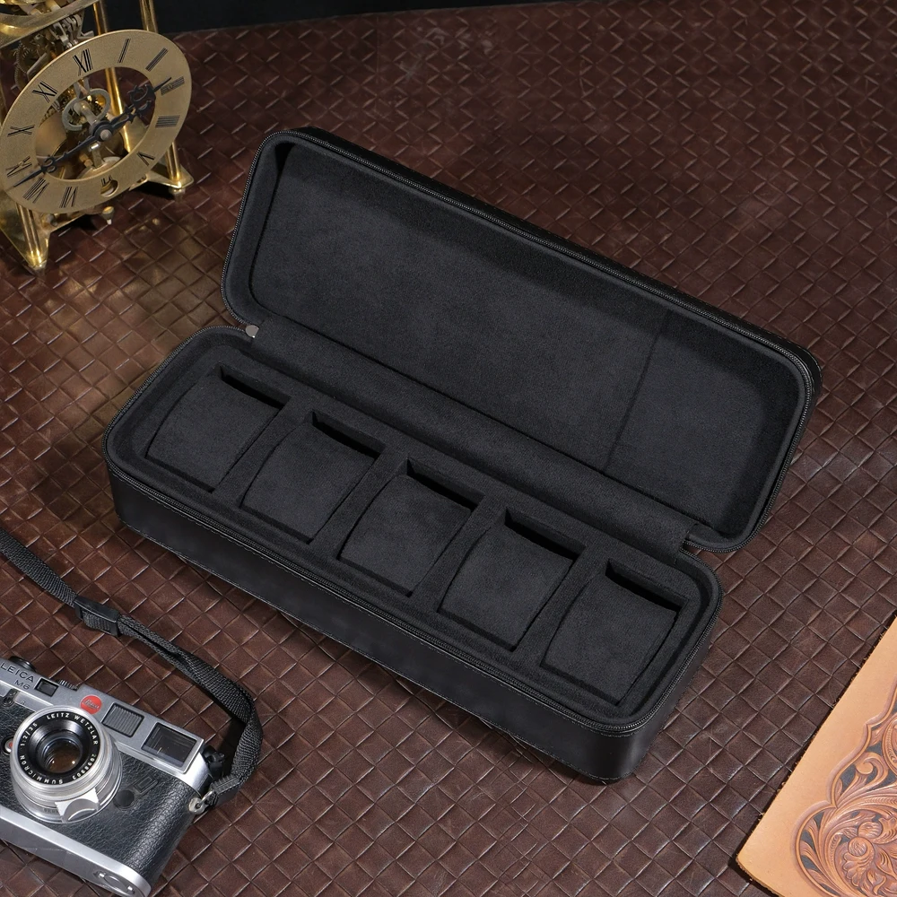 Premium Leather Watch Storage Box 3/4/5 Slots Portable Travel Men's Mechanical Watch Protection Packaging Case