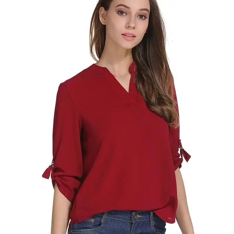 

Sexy Chiffon Blouse irts Women's Faion Holiday Blusas Fem Other Material 00% Ladies Premium Clothing