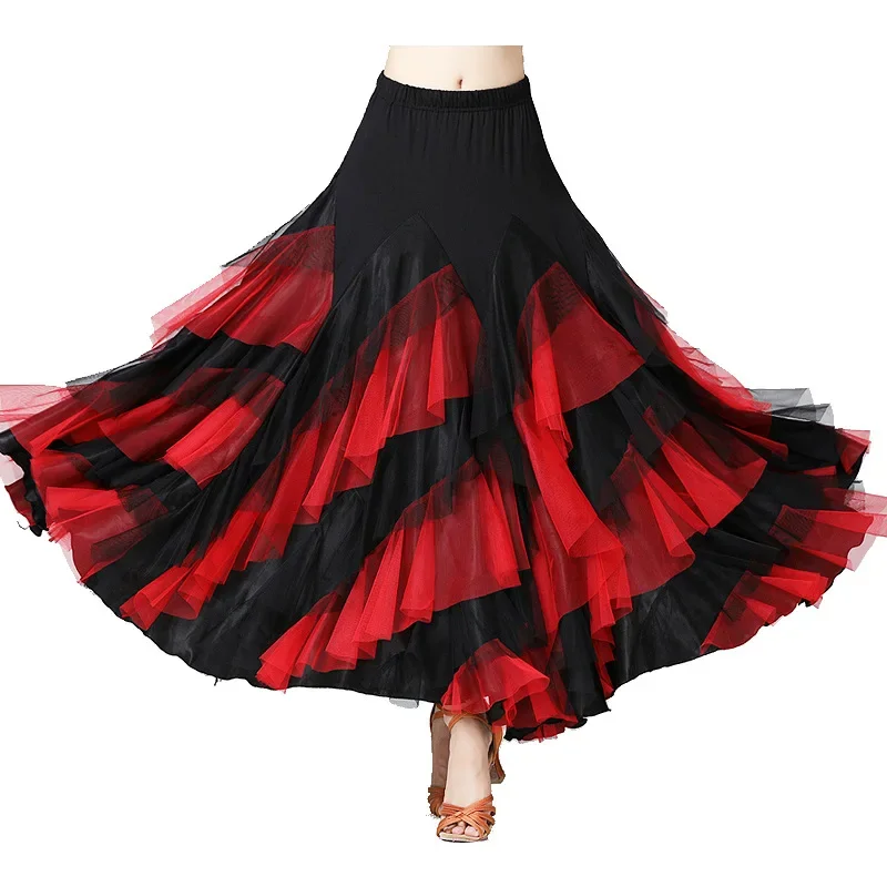 Jupe de danse de salon pour femme, costume de valse flamenco, compétition classique, pratique, couches, grande balançoire, jupes espagnoles, nouveau