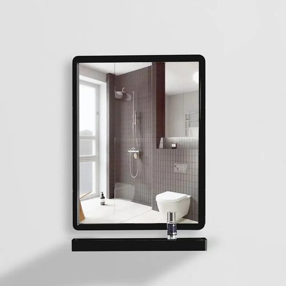 

Прямоугольное настенное зеркало в металлическом каркасе, черно-белые косметические зеркала, закругленные угловые настенные зеркала для макияжа над раковиной