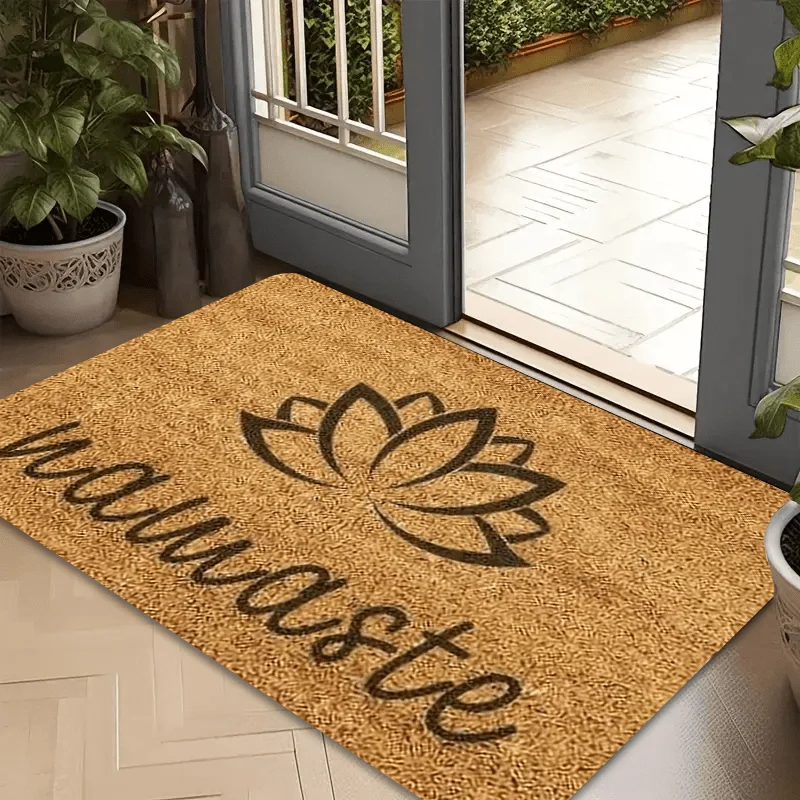 Namaste Lotus Zen Style Doormat - Plush Material with Sponge Padding for Entryway, Hallway, Yoga Meditation Room Decor