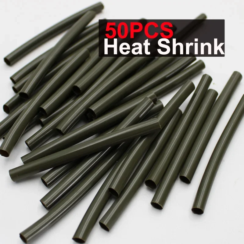 

50PCS Carp Fishing Accessories Fishing Hook Line Sleeves Heat Shrink Tubes For Fish Carp Ronnie Rig Fishing Tackle Equipment