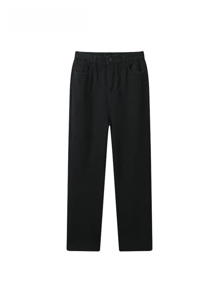 

Black High Waist Straight Leg Pants for Women plus Size Fashionable Retro Style Cotton Blend Wide Leg Trousers Pear Body Shape