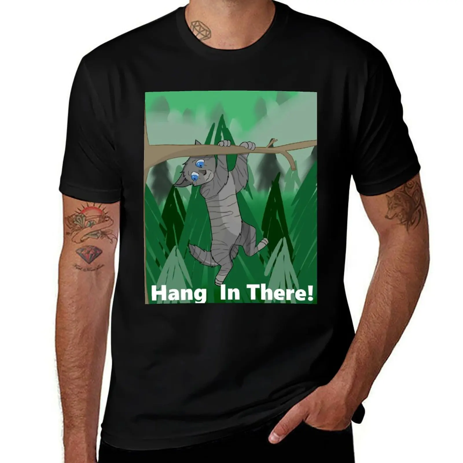 Hang In There Jagged Peak T-Shirt Casual Lightweight Short Sleeve Top T-Shirt