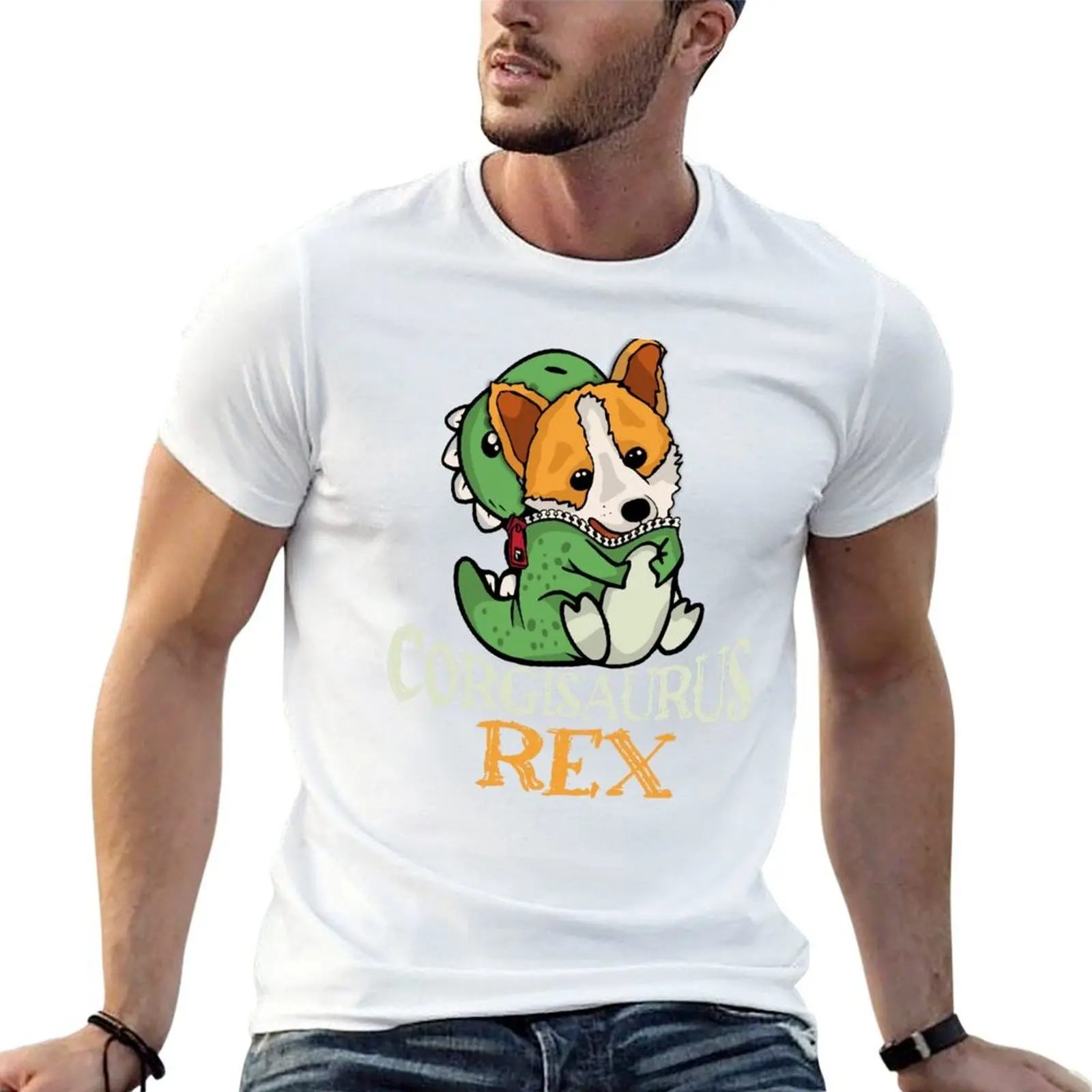 

Cute Corgi Gift Women Dinosaur Trex Dog Owner Dog Lover Corgi T-Shirt cotton t shirt man cotton t shirt pack T-Shirt