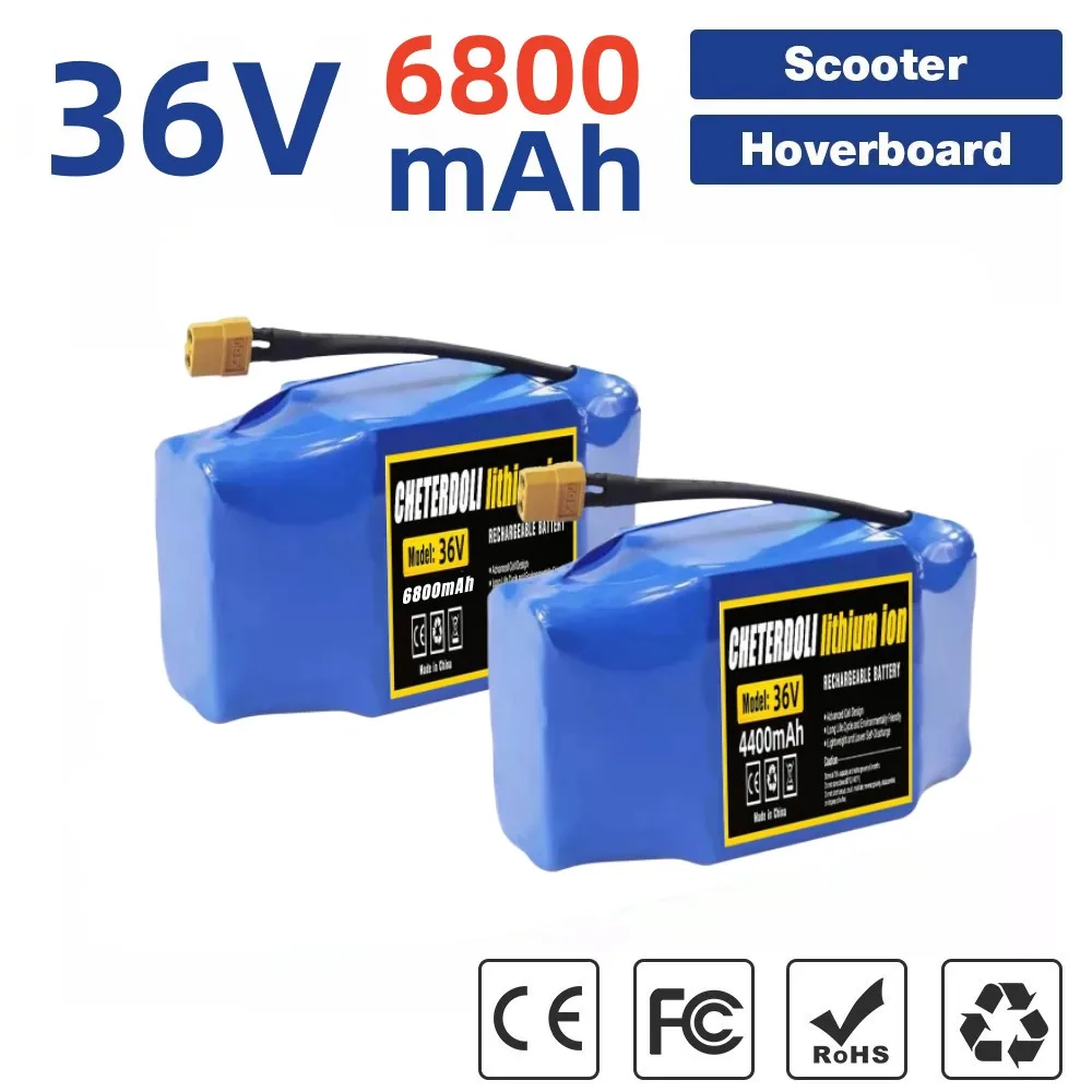36V 12Ah 10s2p Lithium Rechargeable Battery,True for Electric Self-balancing Scooter HoverBoard Unicycle, Exceptional Battery