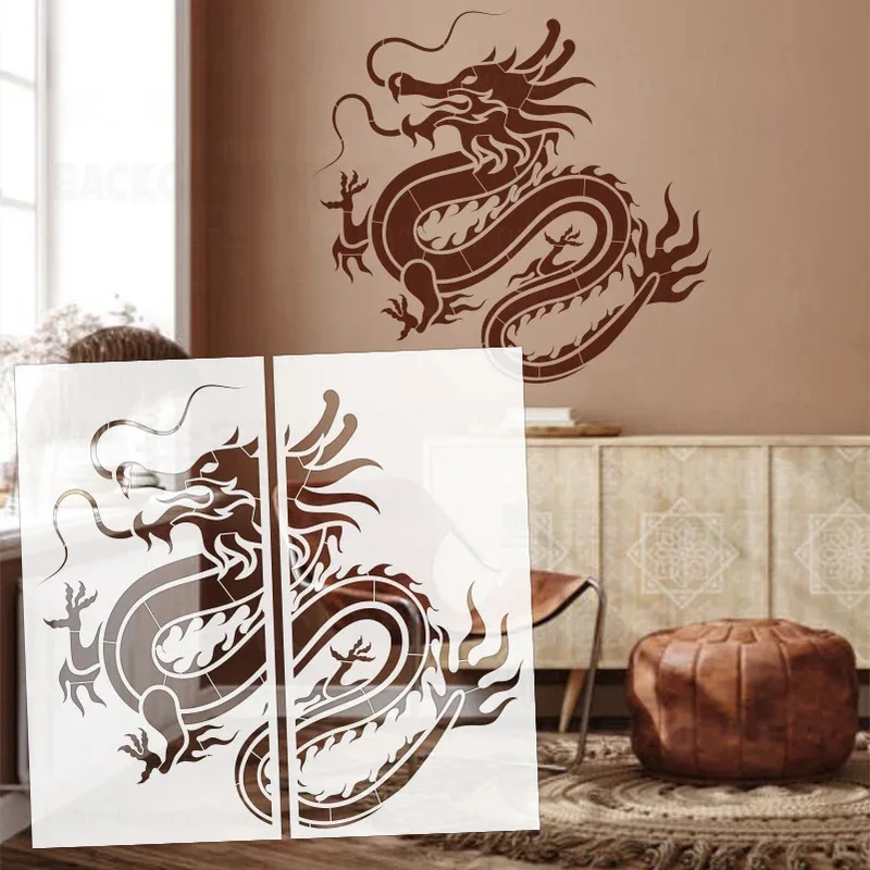 

Трафаретный декор, настенный декор для рисования, 52 см - 93 см, гипсовый декор, многоразовый шаблон, краска для мебели, тотем китайского дракона