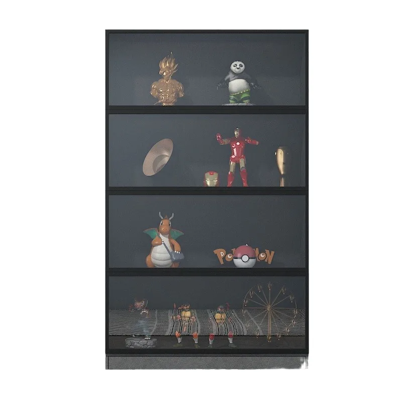 Light Luxury Figure  Model Display Cabinet Transparent Glass Bookcase Dust-proof Storage Solid Wood Cabinet Display Cabinet