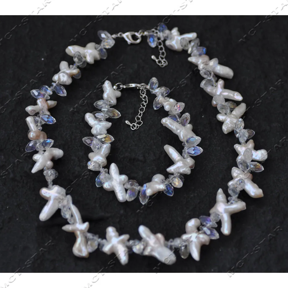 

Z13921 Set 18" 28mm White Pearl Cross Clean Faceted Drop Crystal Necklace Custom Jewelry