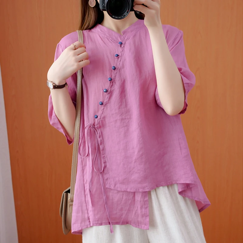 

Облегающий топ на пуговицах irt Pure Color Bell Sve Cover, антивозрастной топ для женщин больших размеров, летний асимметричный ex