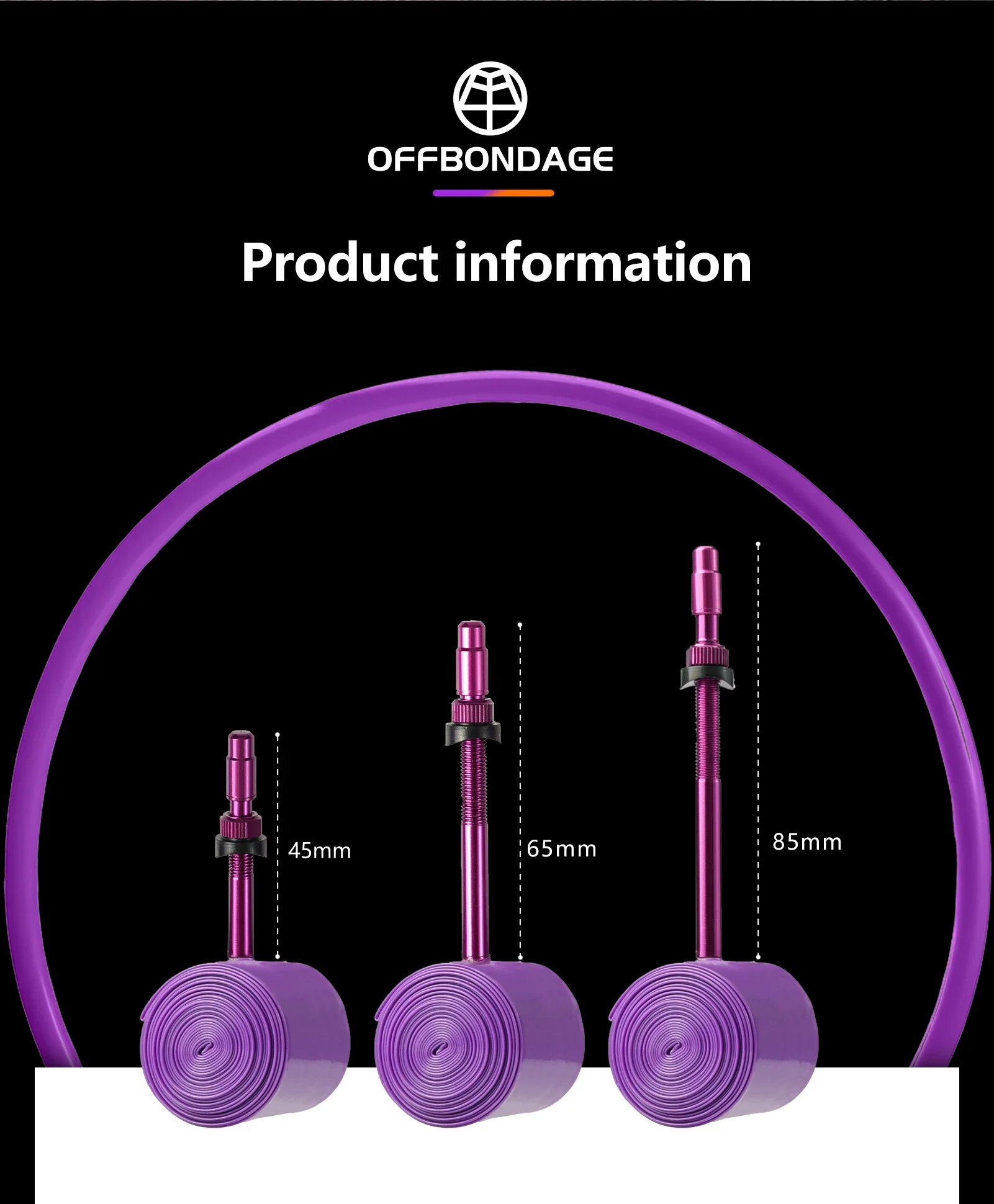 OFFBONDAGE Ultraleichter TPU-Fahrradschlauch 30 g 700 x 18–32 °C, Rennrad-Material, Reifen, 45/65/85 mm Länge, französische Ventildüse – Detail 2