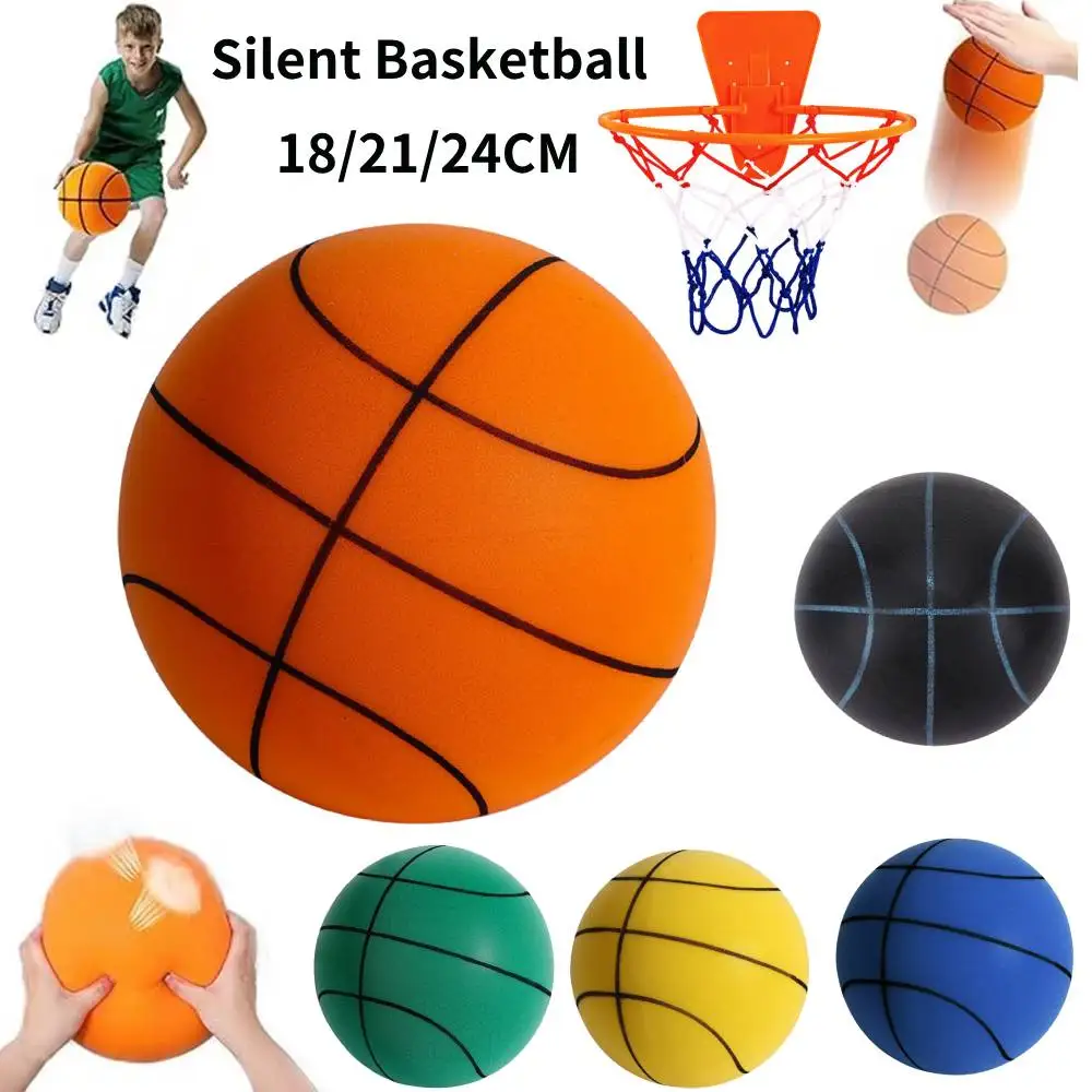 Silent Basketball Foam Size 7/5 Grooved Airless Foam Basketball for Quiet Dribbling Indoor Training Mute Bounce Basketball Ball