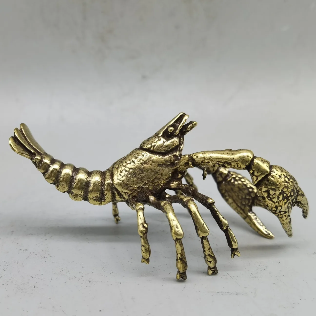 

Metal Lobster Statue Simulation Animal Miniature Shrimp Figurine Lobster Model Children's Toy Gift Retro Tea Pet Table Decoratio