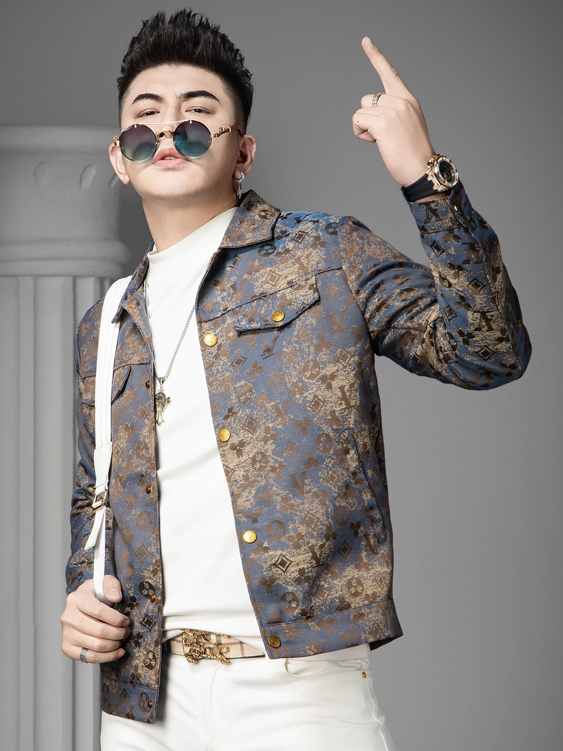 

High-End Embroidered Collar Jaet Men's Spring 2025 Trendy Casual Workwear Coat Youthful Polyester Windproof Long Sve