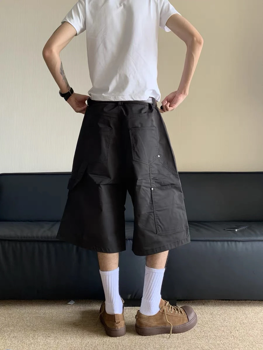 

American Retro Pleated Workwear orts Men's Loose Wide Leg Loggers Seven-Foot Summer New Sle Casual Straight Leg Pants
