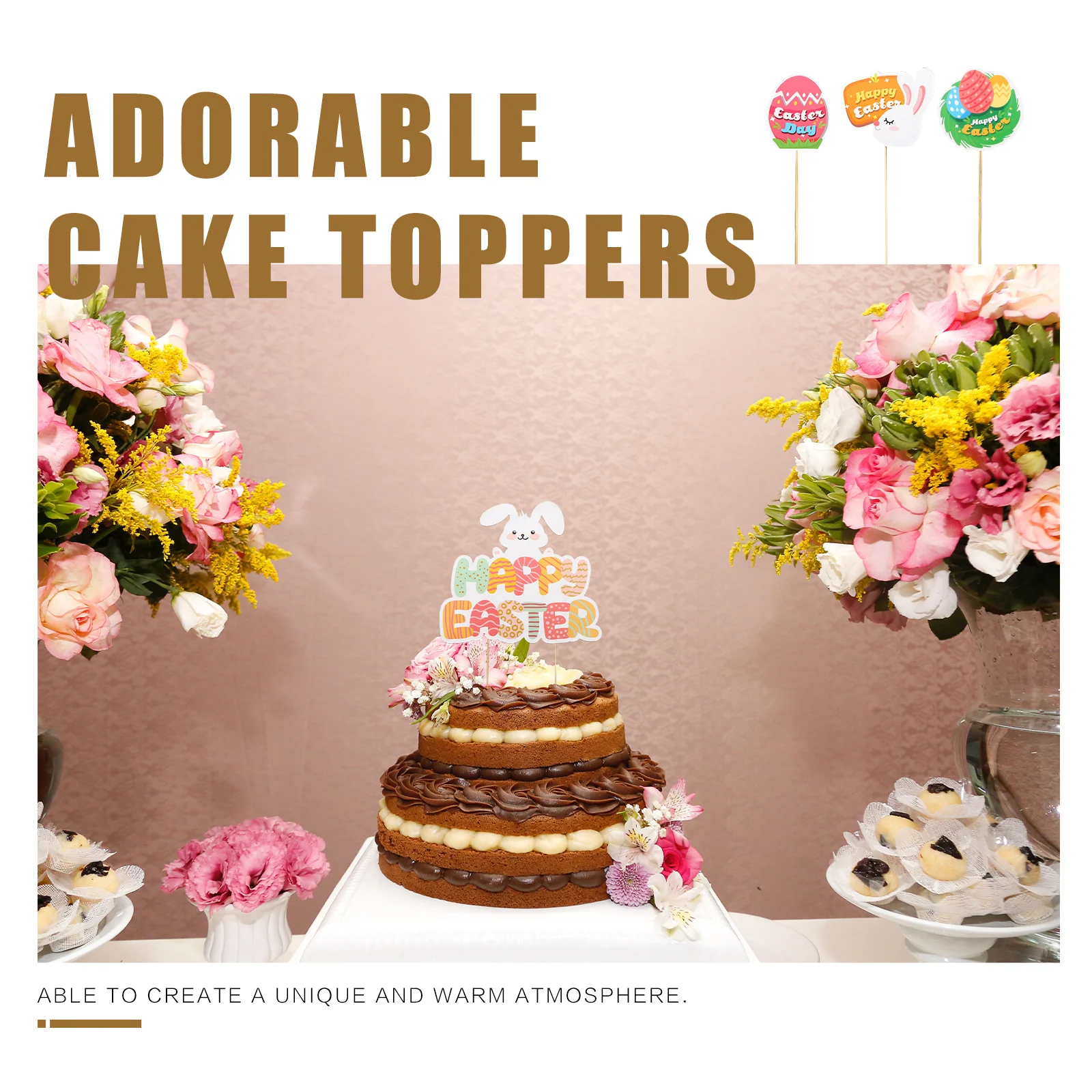 

13Pcs Cake Pick Set Easter Cake Decorations Adorable Rabbit Ear Toppers Birthday Party Dessert Table Decor Multipurpose Festive