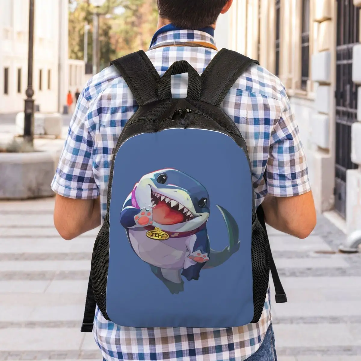 Jeff The Land Shark Backpack Student Boys Girls BookBag School Bag Laptop Shoulder Bags