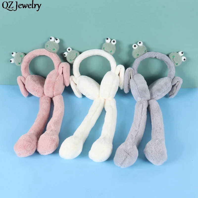 Cute Jumping Earmuff Rabbit Hat with Moving Ears Airbag Hat Funny Bunny Cap Plush Earflap Ear Movable for Adults Kids Gifts Toy