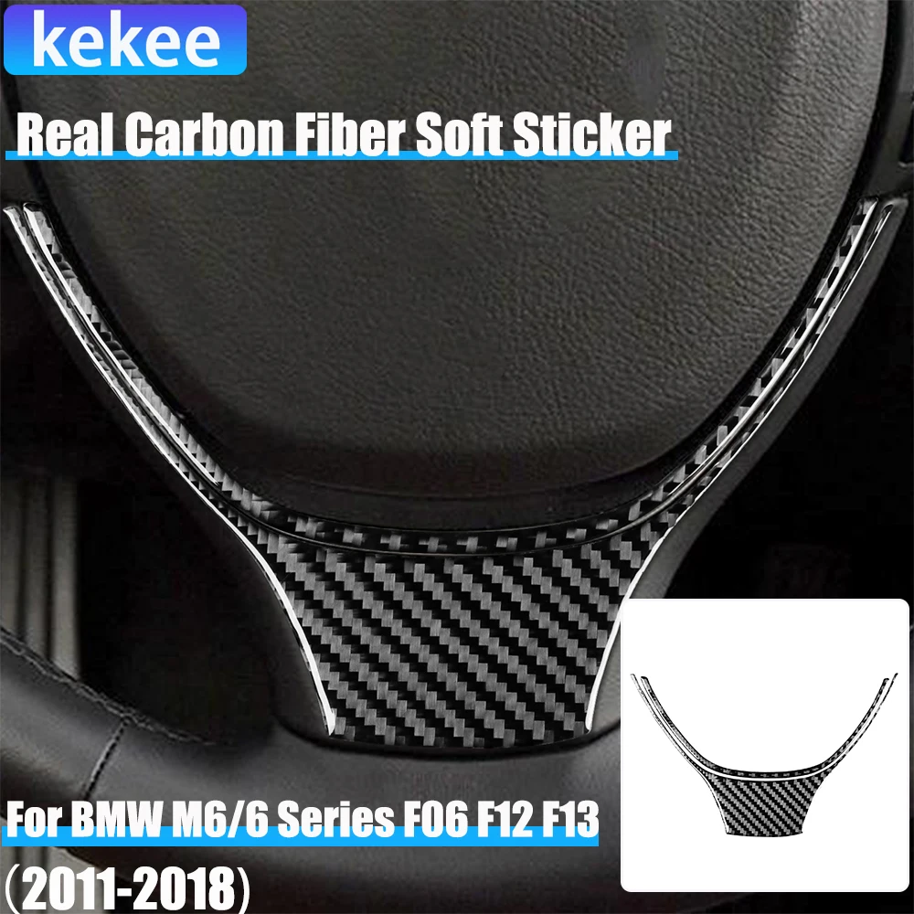 

Real Carbon Fiber Car Accessories Driver Wheel Chin Panel Cover Soft Sticker For BMW 6 Series/M6 F06 F12 F13 M Sport 2011—2018