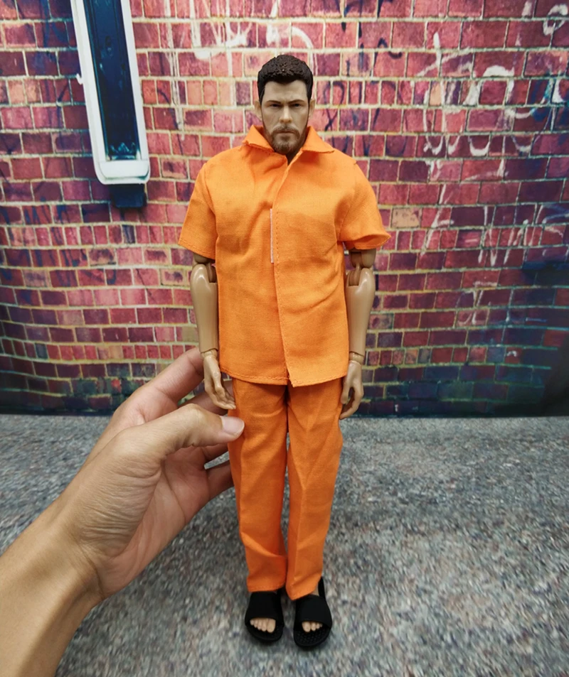 1/6 Male Soldier Orange Prison Uniform Tops Pants Clothes Model Fit 12 inch Action Figure Doll for Hobby Collection